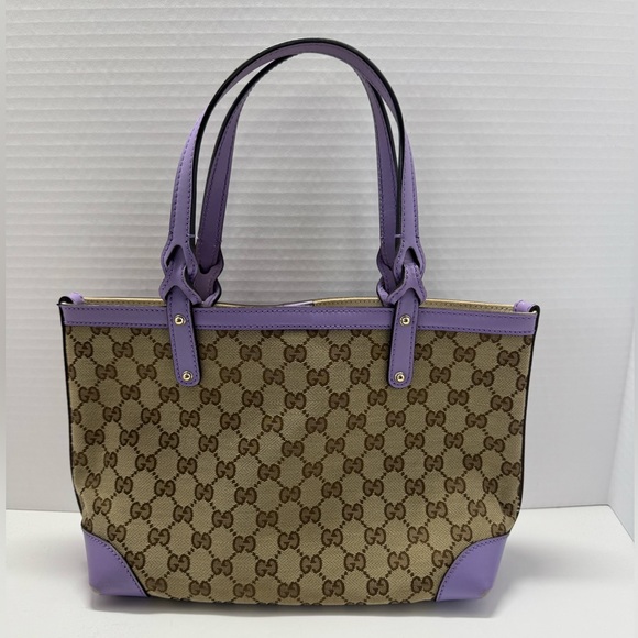 100% Authentic Gucci Monogram Small Craft Tote Lilac with pouch - Picture 1 of 13